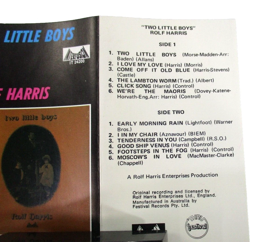 Rolf Harris Two Little Boys Vintage Cassette Tape Festival Records Australia - Image 4 of 4