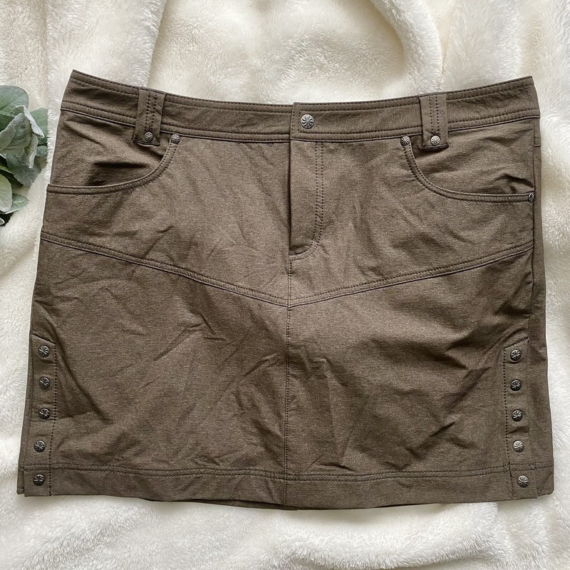 Athleta Take A Hike Skirt Size 16 Brown Snap Side Detail Hiking Outdoor