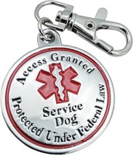 Service Dog Tag Double Sided Red Medical Aler...