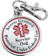 Service Dog Tag Double Sided Red Medical Alert Medal for Medium or Large Dogs