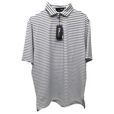 RLX Polo Ralph Lauren White Purple Striped Short Sleeve Wicking Shirt 98