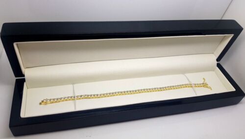 Yellow gold finish round cut created diamond tennis bracelet gift boxed  - Picture 1 of 6