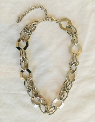 Bold Statement Necklace, Chunky Shiny Silver Tone Chain Link Premium Designs
