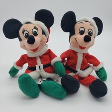 Disney Store Parks Santa Mickey Minnie Mouse Pair 8" Bean Bag Plush
