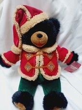 DAN DEE Snowflake Teddy 2006 Black Plush Bear 22 Red Jacket Green Pants WT