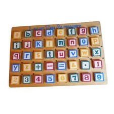 Learn the Alphabet Wood Block Tray Puzzle Letters, Numbers, Math 