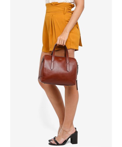 NWB Fossil Sydney Satchel Brown Leather 