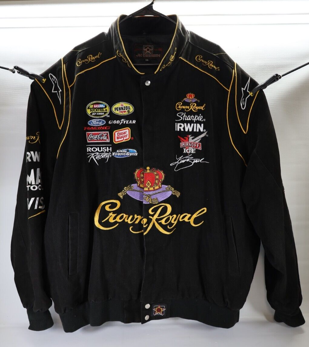 c*a様 JH Crown  レーシングジャケット L Men's Vintage JH Designs NASCAR Crown Royal Black Size 5XL Jacket