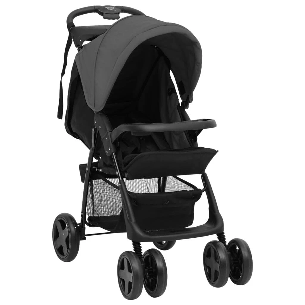 Baby Stroller 2-in-1 Dark Grey and Black Steel