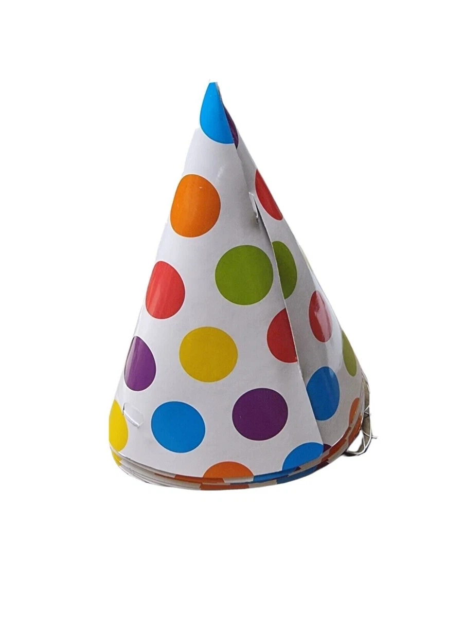 8 X Happy Birthday Party Hats Kids Paper Cone Hats Fun Game Safe Elastic