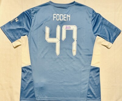 Phil Foden Signed Manchester City Blue Jersey White Number