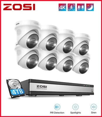 ZOSI 16 Channel 4K NVR 8MP Starlight Microphone PoE IP Security Camera System