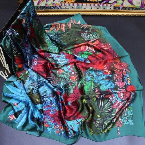 43" Women’s 100% Mulberry Silk Scarf Square Large Scarf Wraps Shawl KM0150 - Picture 62 of 97