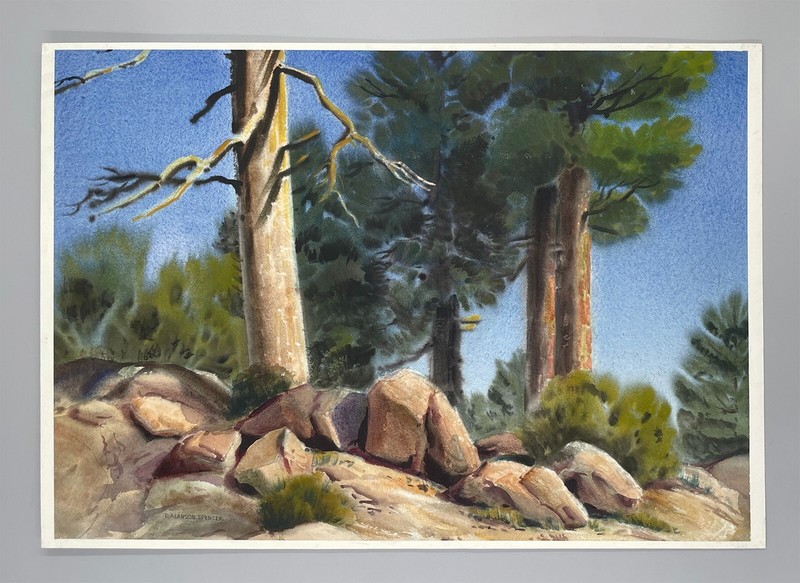 c1980 Duncan Alanson Spencer  California landscape watercolor Sierra Yosemite