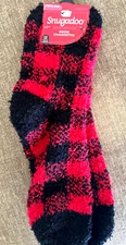 Snugadoo Adult Warm Winter Socks Black/Red One Size Fuzzy NEW WITH TAGS