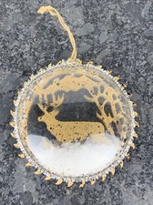 3D Deer Snow Scene 4 1/2" Diameter Unique Christmas Ornament