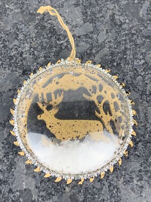 3D Deer Snow Scene 4 1/2'' Diameter Unique Christmas Ornament