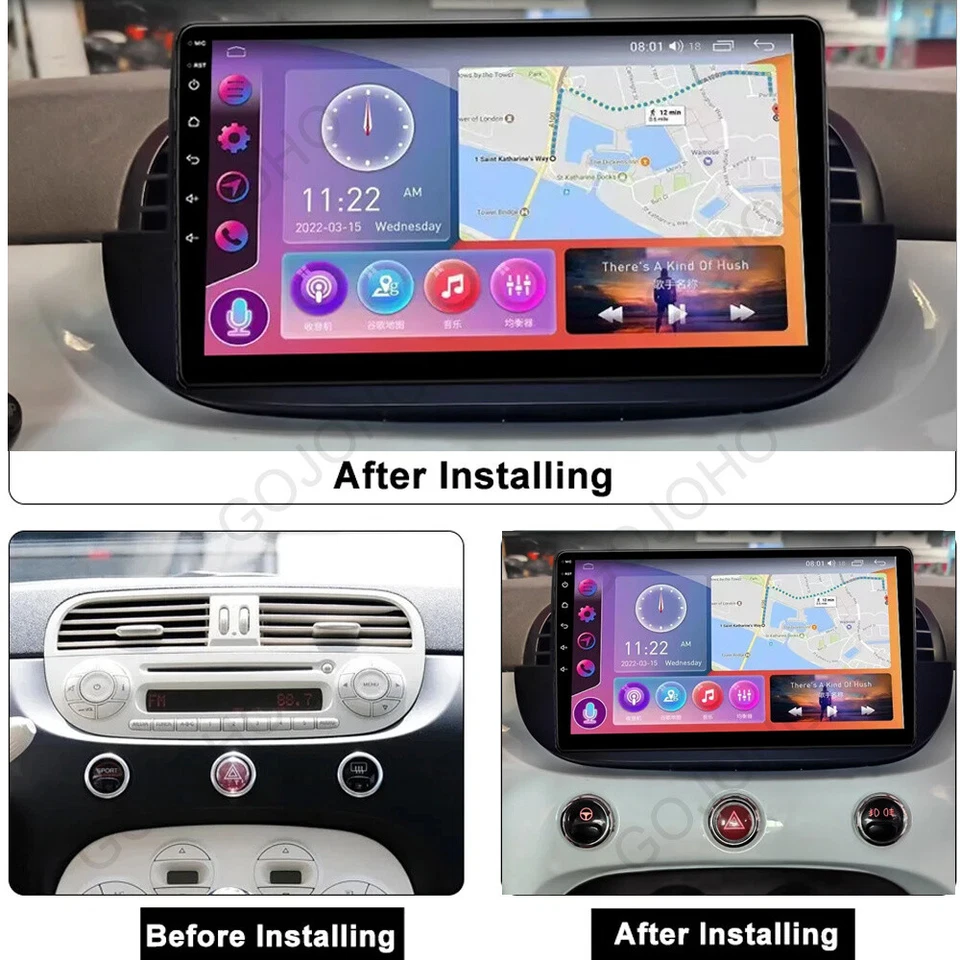 9" 64GB Android 13 Carplay Car Radio For Fiat 500 2007-2015 Stereo GPS Navi BT - Image 3 of 4
