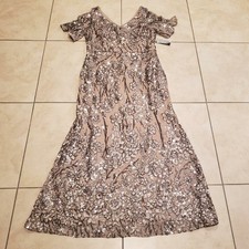 Alex Evenings Short Sleeve V-Neck Sequin A-Line Gown Size 12P