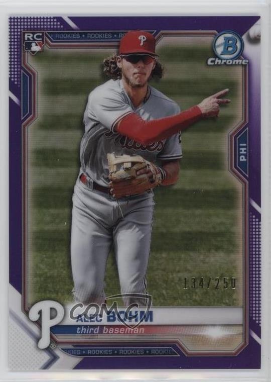 2021 Bowman Chrome Purple Refractor 134/250 Alec Bohm #94 11vc