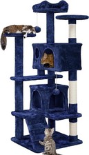 54in Cat Tree Tower Condo Furniture Scratch Post for Kittens Pet House Play Blue