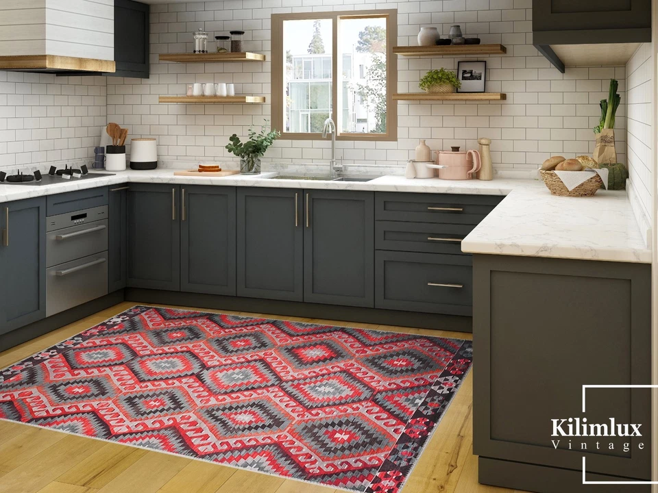 Alfombra Kilim - Alfombra para dormitorio, comedor, sala de estar, corredor de cocina y habitación de invitados Foto 4 de 4