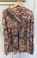 Vintage USA Made Mossy Oak Camo Brown Forest Floor Pocket Long Sleeve T-shirt XL