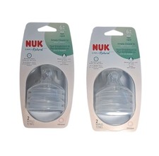 Lot of 2 Nuk Simply Natural 2pk Nipples 6 M Fast Flow BPA Free Anti-colic