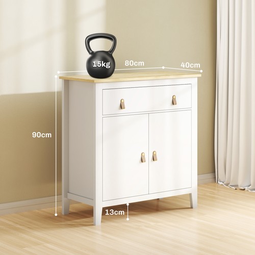 HOMCOM Sideboard with Drawer, Adjustable Shelf for Living Room, White - Picture 3 of 11