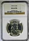 1959-D Franklin Half Dollar - NGC MS-64 FBL - Mint State 64 Full Bell Lines