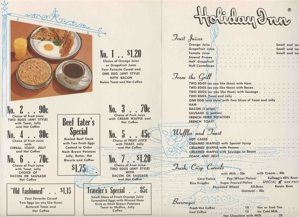 Holiday Inn Breakfast Menu 1961 LF-2 Cover | eBay