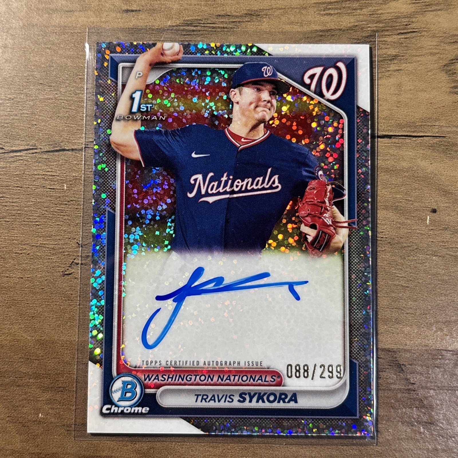2024 1st Bowman Chrome Travis Sykora Mini Diamond Auto /100 - #CPA-TSY