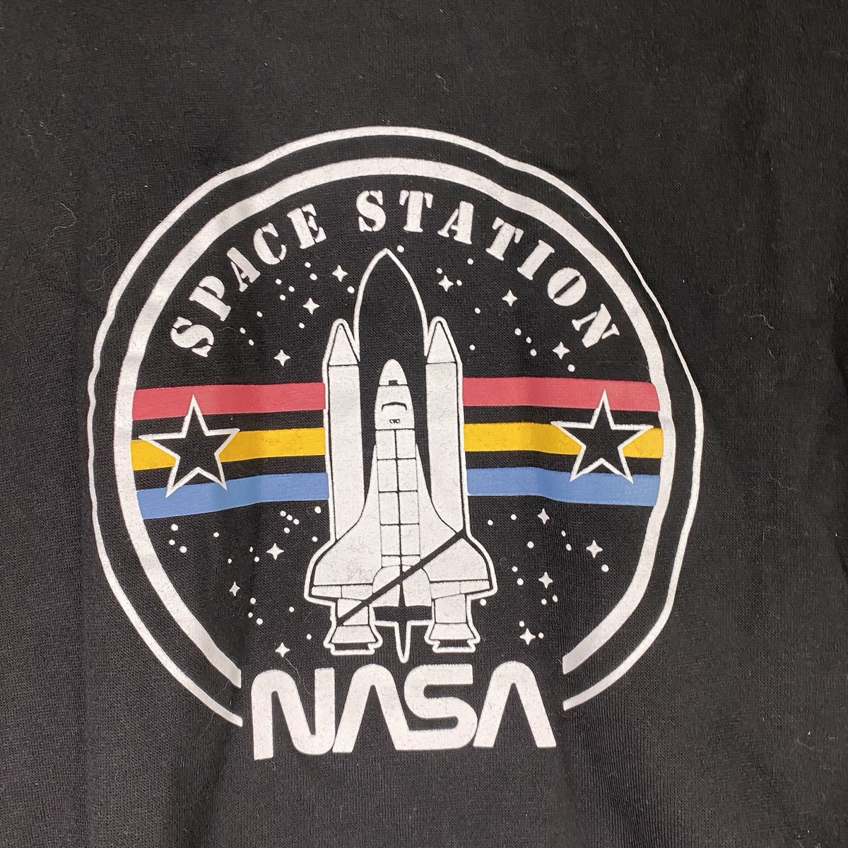 NASA Space Black Sweatshirt Womens XL Freeze Graphic Pullover Long