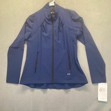 Barco One Women Scrub Jacket Zipper Front Navy Blue Size L STYLE 5405 New