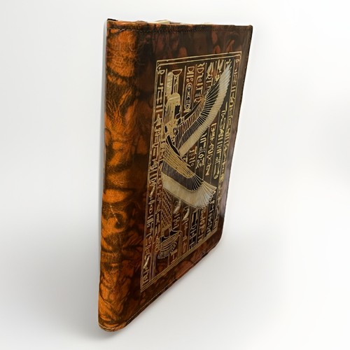 Leder Notizblock Folio Ägyptisches Motiv Rohling Braun Gold 7x9 Nähte Schreiber - Bild 2 von 5