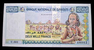 ☘️NEUF BANQUE CENTRAL DE DJIBOUTI BILLET DE 2000 FRANCS 1997 NEUF UNC.☘️
