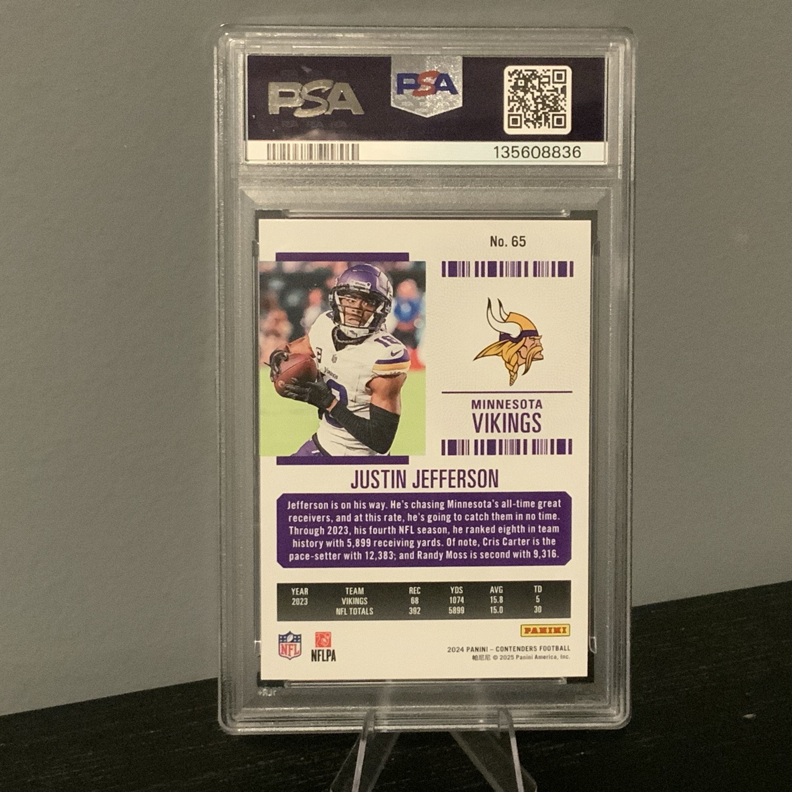2024 Contenders - Justin Jefferson Retail #65 - PSA 10  GEM MINT  - MN VIKINGS view 2