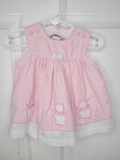 Vintage Samara Baby Girls Tulip Dress Pink/White Check Size 6/9mo
