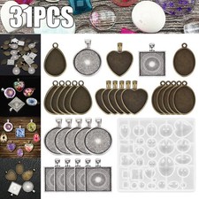 31X DIY Silicone Resin Mold Jewelry Casting Epoxy Pendant Tray Mould Craft Kit