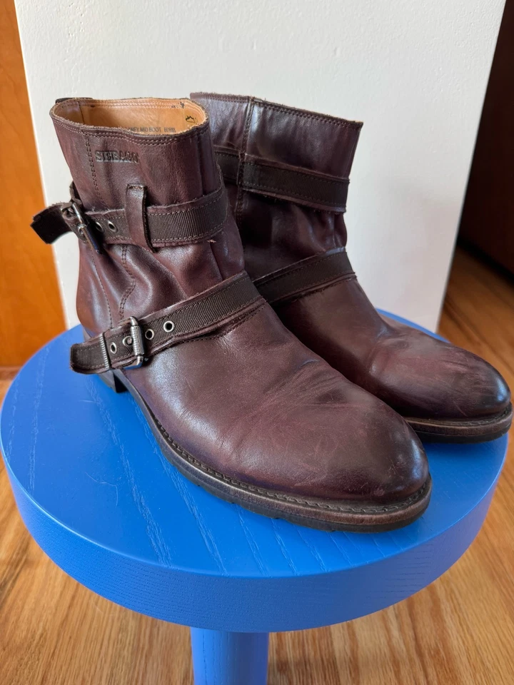 Sebago Laney arnés bota media, cuero rojo-marrón con hebillas, muy raro Foto 2 de 4