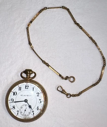 Antique 21 Jewel Pocket Watch HAMILTON WATCH CO Gold Plate Keystone Watch Case