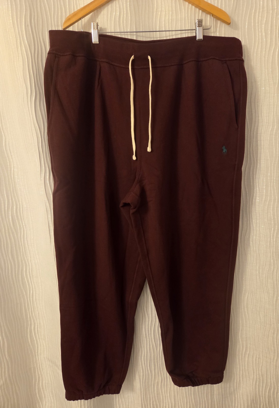 Polo Ralph Lauren Uomo 2XB Maglia Doppia Joggers Borgogna Felpa Verde Pony