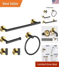 Elegant Black Gold Stainless Steel Towel Rack Set - 5 Pieces, Durable Design