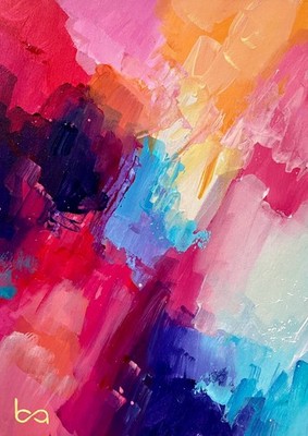 Original Abstract Painting 5x7'' Modern Acrylic Bold Color Palette Wall Decor