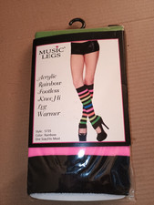 Music Legs OSFM Acrylic Rainbow Footless Knee Hi Leg Warmer NEW.