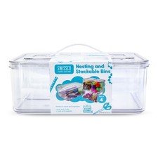 Stackable Nesting 4 Piece Plastic Organizing Storage Bins for Arts Craft,