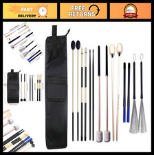 7 Pair Drumsticks Set with Mallets Brushes, Nylon Drum Stick Bag with Hooks