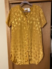 Vintage Secret Treasures Lingerie Nightgown Button Down Golden Yellow Sz Medium