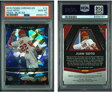 JUAN SOTO 2018 PANINI CHRONICLES PRIZM #14 PRIZM-BLUE ICE ROOKIE PSA 10 /149