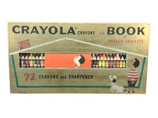 Crayola 72 Crayons Color Drawing Set by Binney Smith, Gold Box- 1958